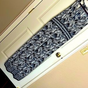 MAX STUDIOS XXL TROPICAL PRINT BLUE/WHITE EMPIRE WAIST DRESS